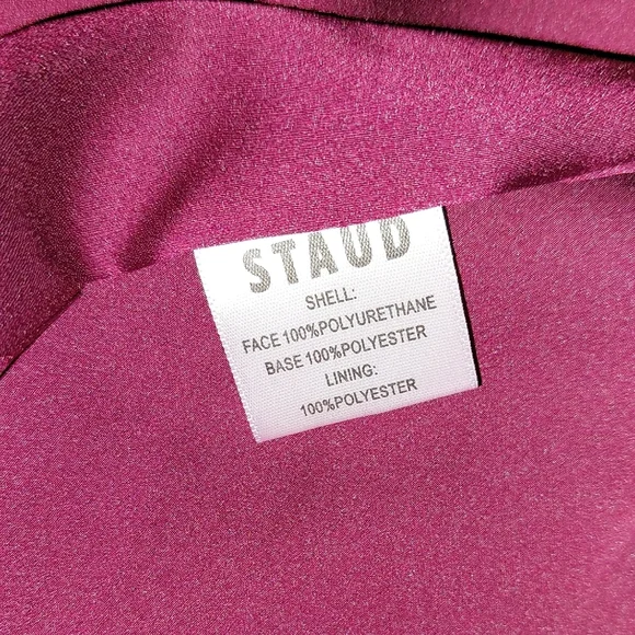 STAUD Plum Abstract Faux Leather Midi Dress Sz 12 - Picture 13 of 15